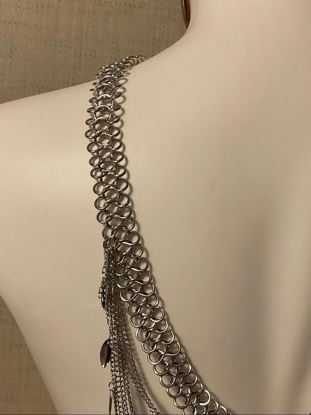 Silver Multi-Layer Drape Back Necklace - Women Jewelry